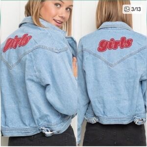 Brandy Melville Extremely Rare "girls" Light Blue Jean Jacket